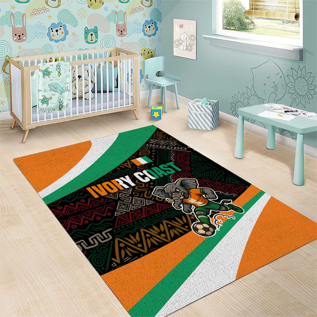 Ivory Coast Elephants Football Area Rug Soccer with Tribal Pattern TS04
