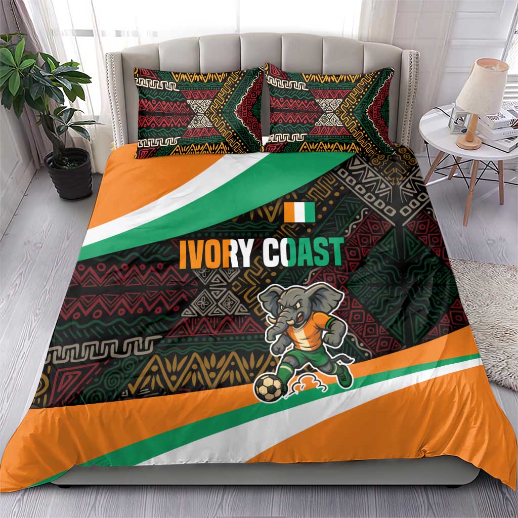 Ivory Coast Elephants Football Bedding Set Soccer with Tribal Pattern TS04