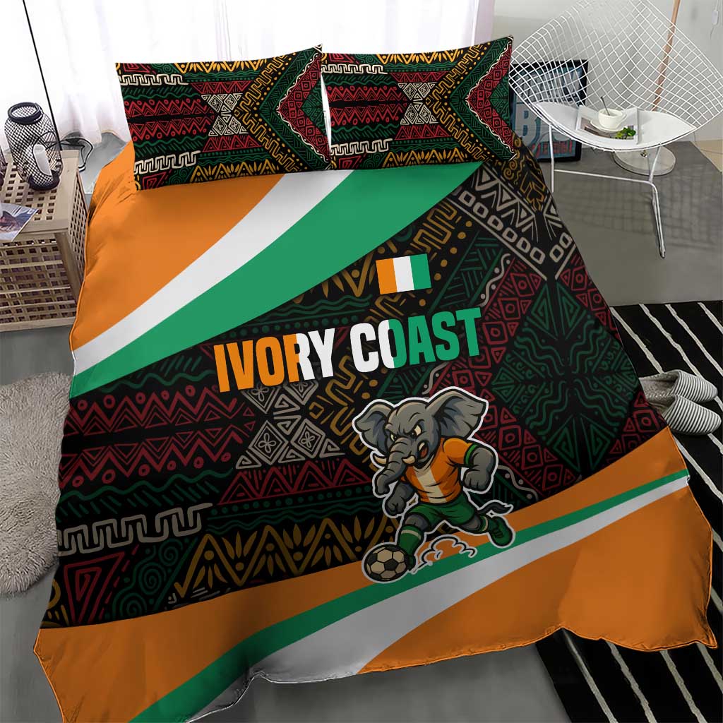 Ivory Coast Elephants Football Bedding Set Soccer with Tribal Pattern TS04