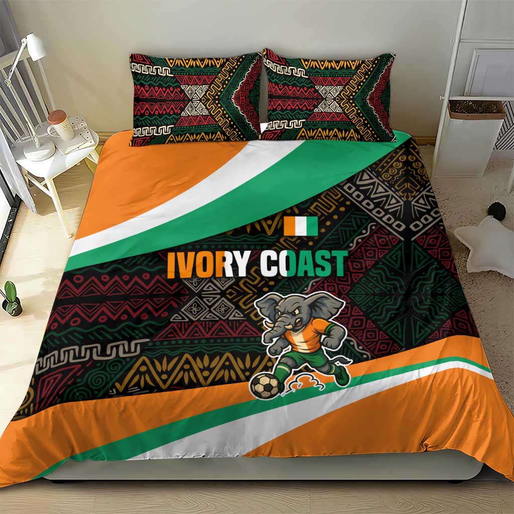 Ivory Coast Elephants Football Bedding Set Soccer with Tribal Pattern TS04