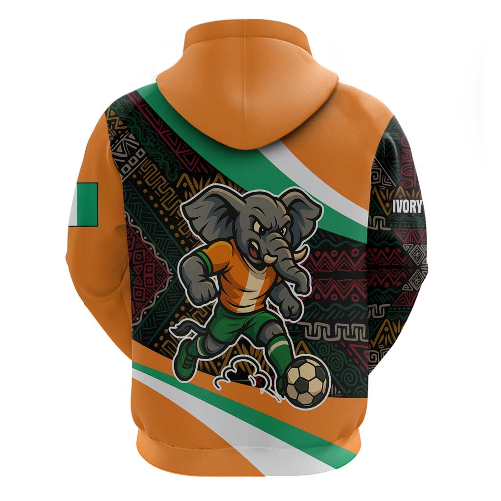 Ivory Coast Hoodie with Soccer Elephant and Tribal Pattern Design TS04