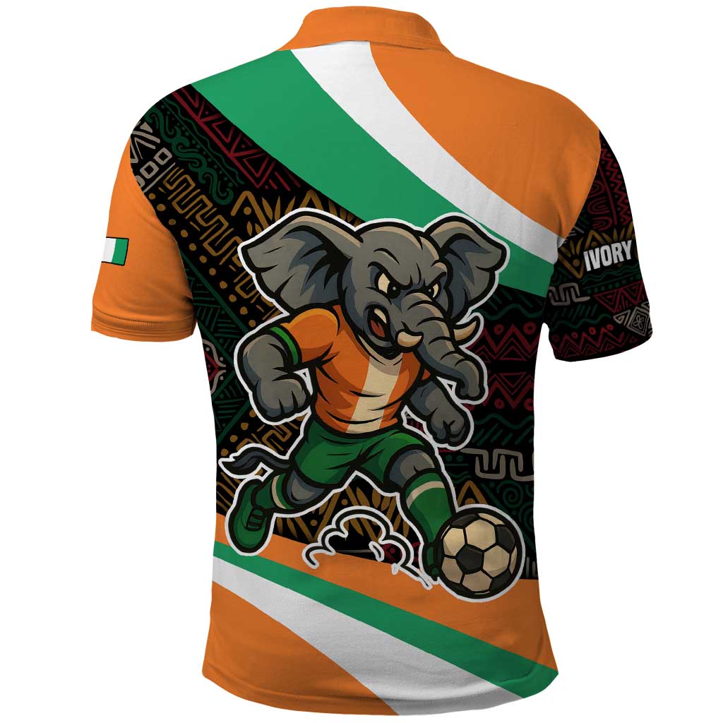 Ivory Coast Polo Shirt with Soccer Elephant and Tribal Pattern Design TS04