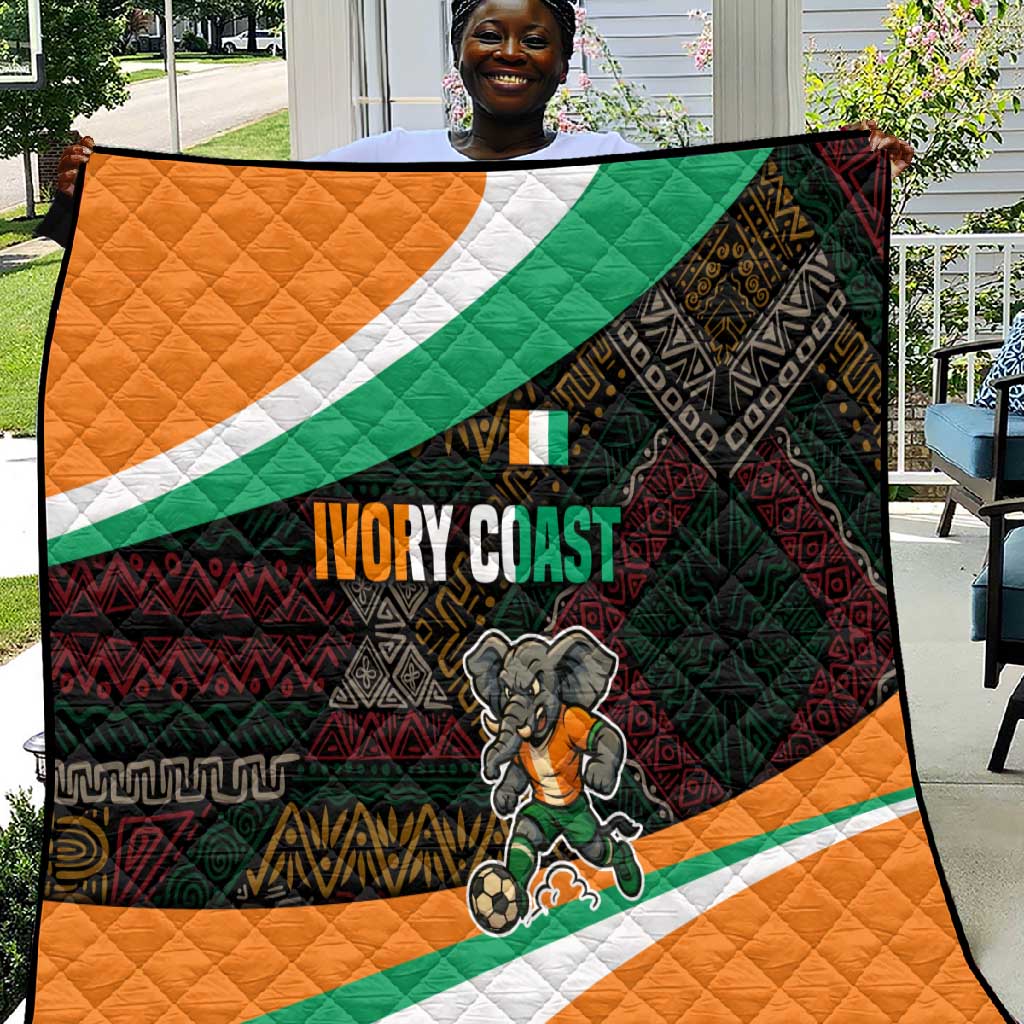 Ivory Coast Elephants Football Quilt Soccer with Tribal Pattern TS04