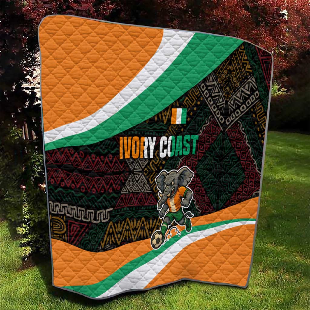 Ivory Coast Elephants Football Quilt Soccer with Tribal Pattern TS04