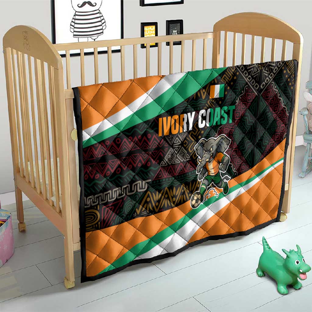 Ivory Coast Elephants Football Quilt Soccer with Tribal Pattern TS04