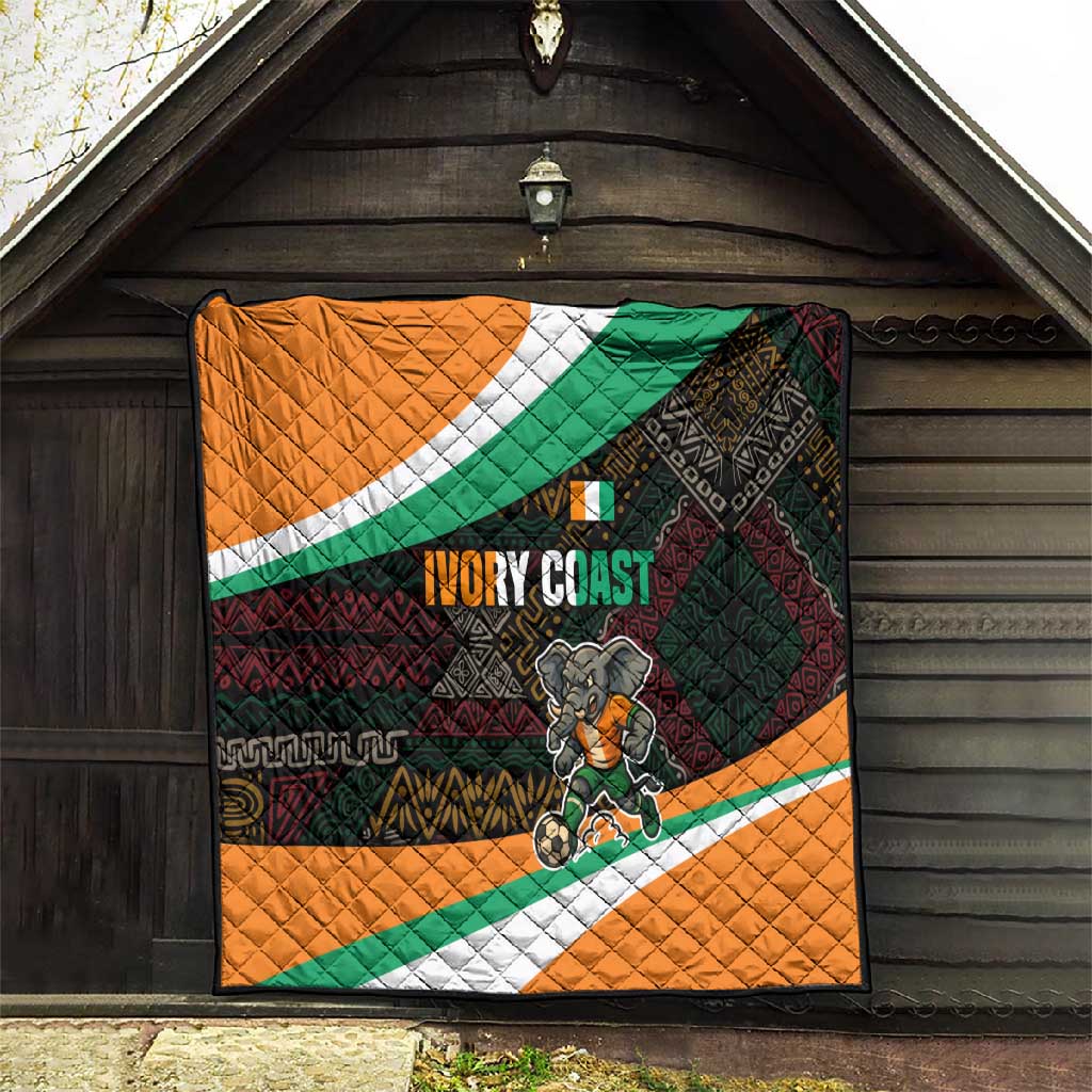 Ivory Coast Elephants Football Quilt Soccer with Tribal Pattern TS04