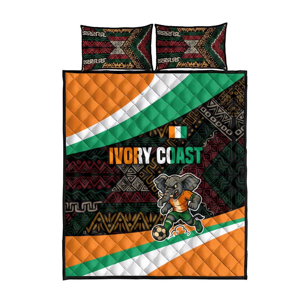 Ivory Coast Elephants Football Quilt Bed Set Soccer with Tribal Pattern TS04
