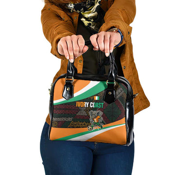 Ivory Coast Shoulder Handbag with Soccer Elephant and Tribal Pattern Design TS04