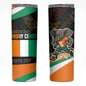 Ivory Coast Elephants Football Skinny Tumbler Soccer with Tribal Pattern TS04