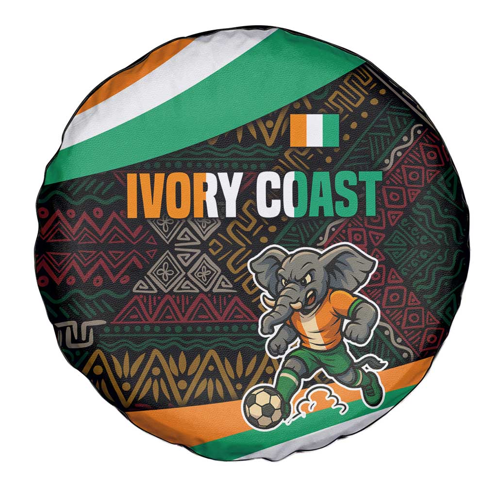 Ivory Coast Spare Tire Cover with Soccer Elephant and Tribal Pattern Design TS04