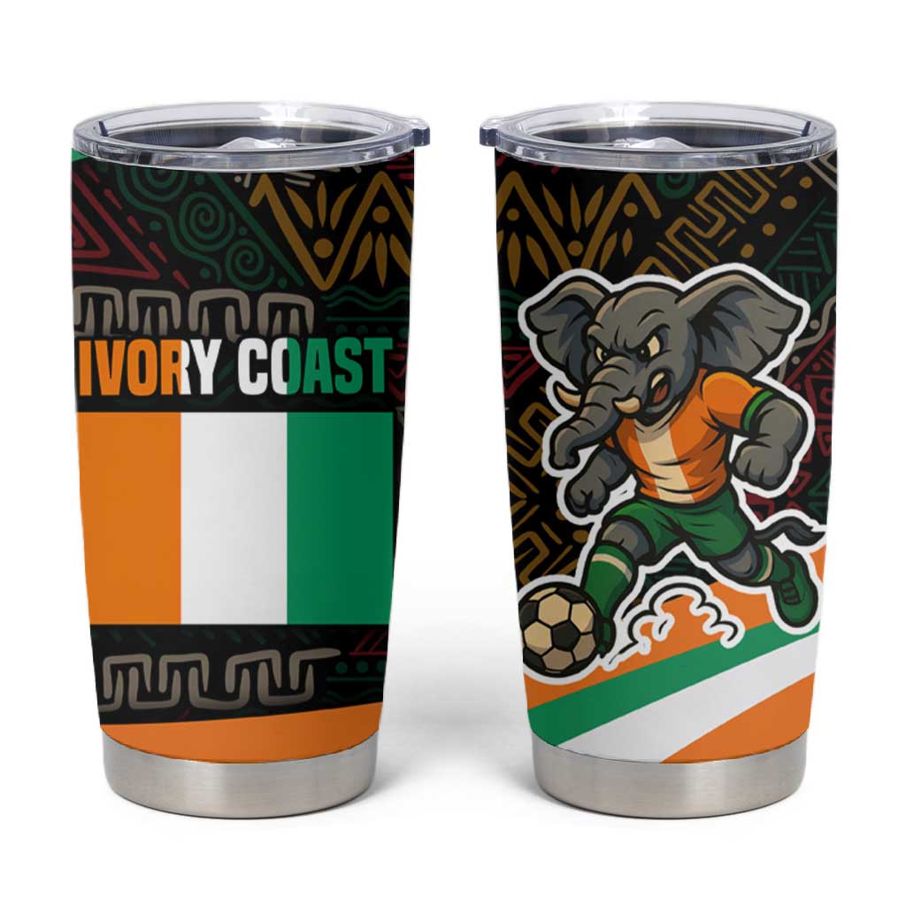 Ivory Coast Elephants Football Tumbler Cup Soccer with Tribal Pattern TS04