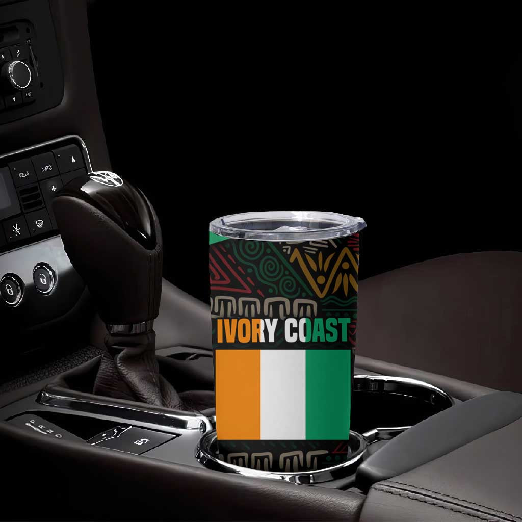 Ivory Coast Elephants Football Tumbler Cup Soccer with Tribal Pattern TS04