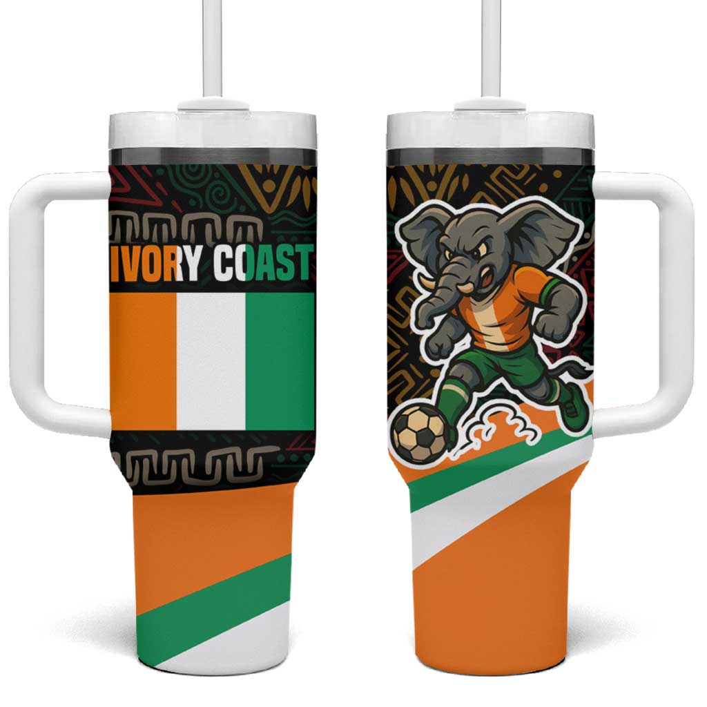 Ivory Coast Elephants Football Tumbler With Handle Soccer with Tribal Pattern TS04