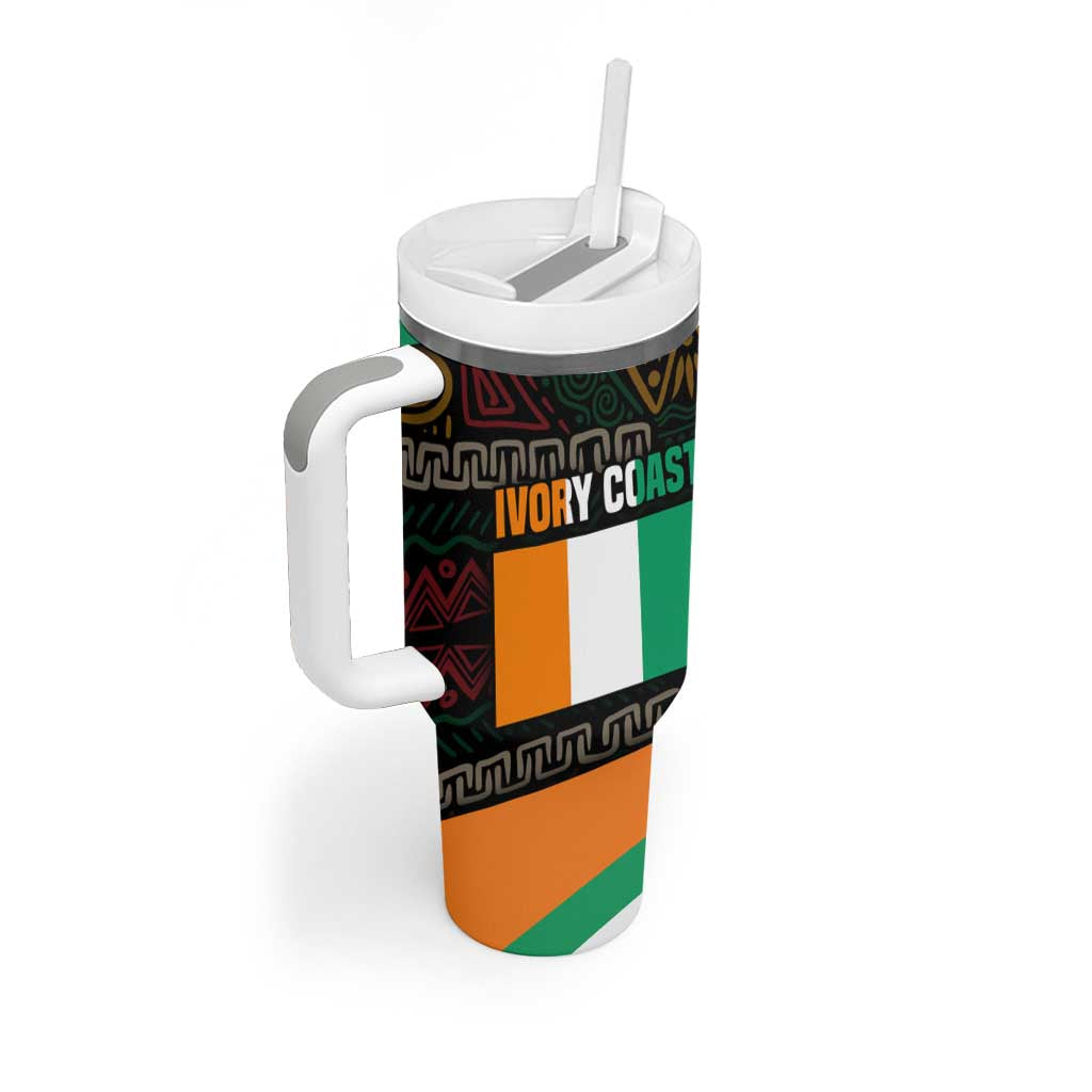 Ivory Coast Elephants Football Tumbler With Handle Soccer with Tribal Pattern TS04