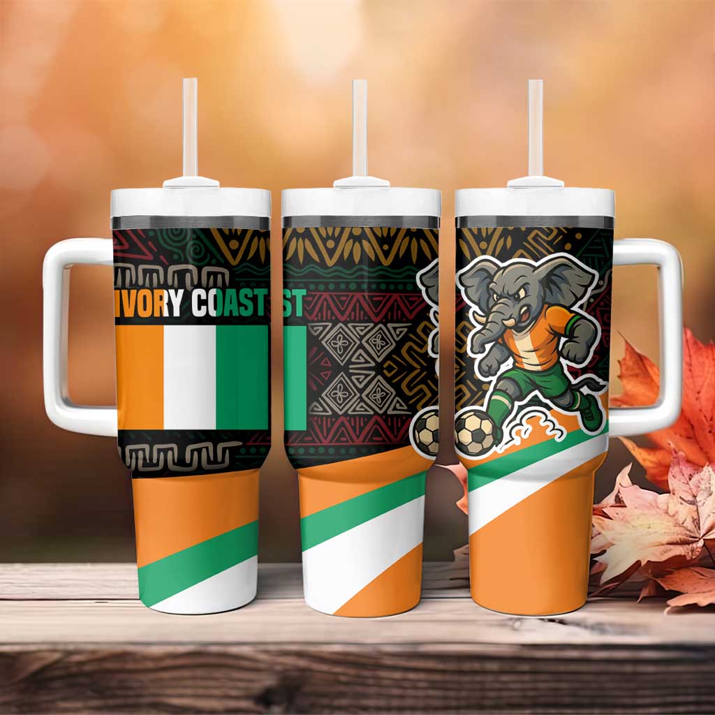 Ivory Coast Elephants Football Tumbler With Handle Soccer with Tribal Pattern TS04