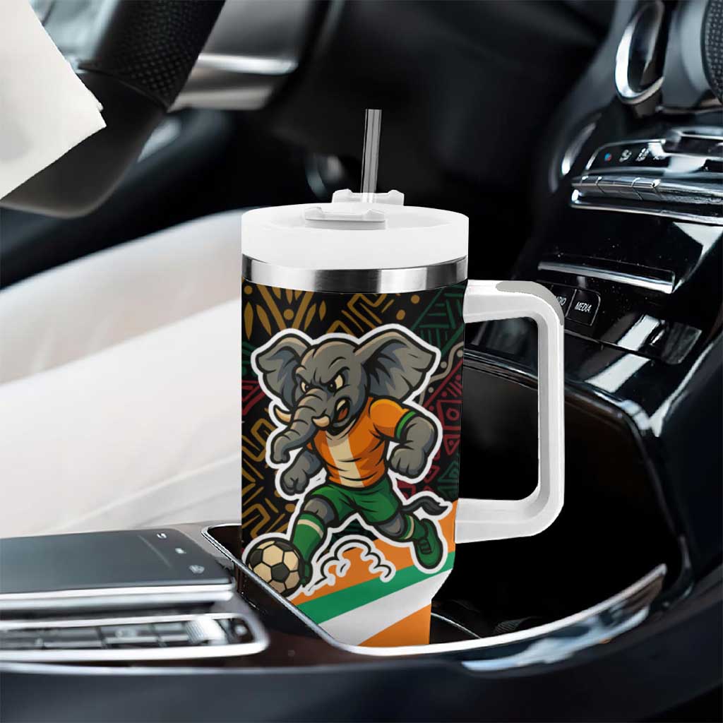 Ivory Coast Elephants Football Tumbler With Handle Soccer with Tribal Pattern TS04