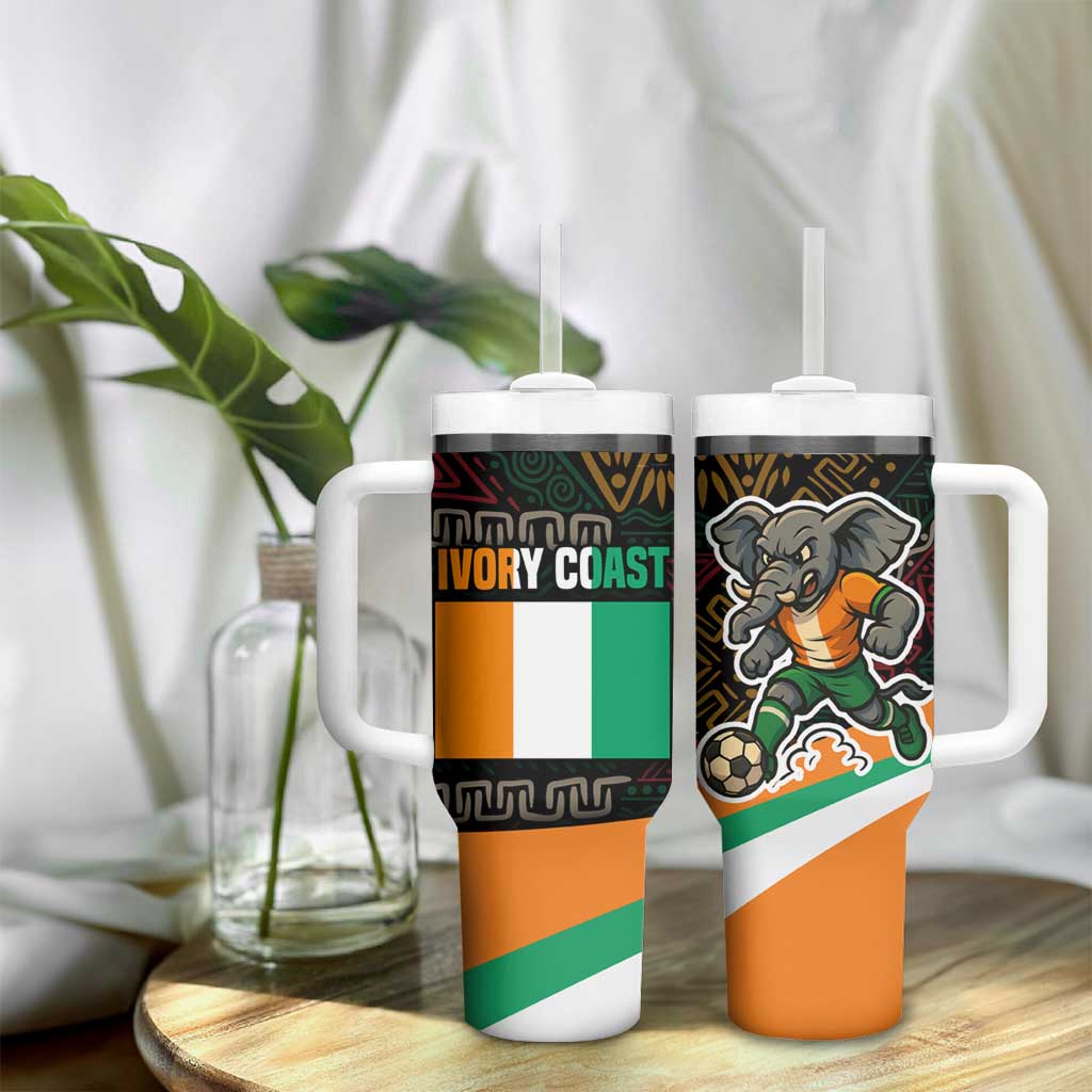Ivory Coast Elephants Football Tumbler With Handle Soccer with Tribal Pattern TS04