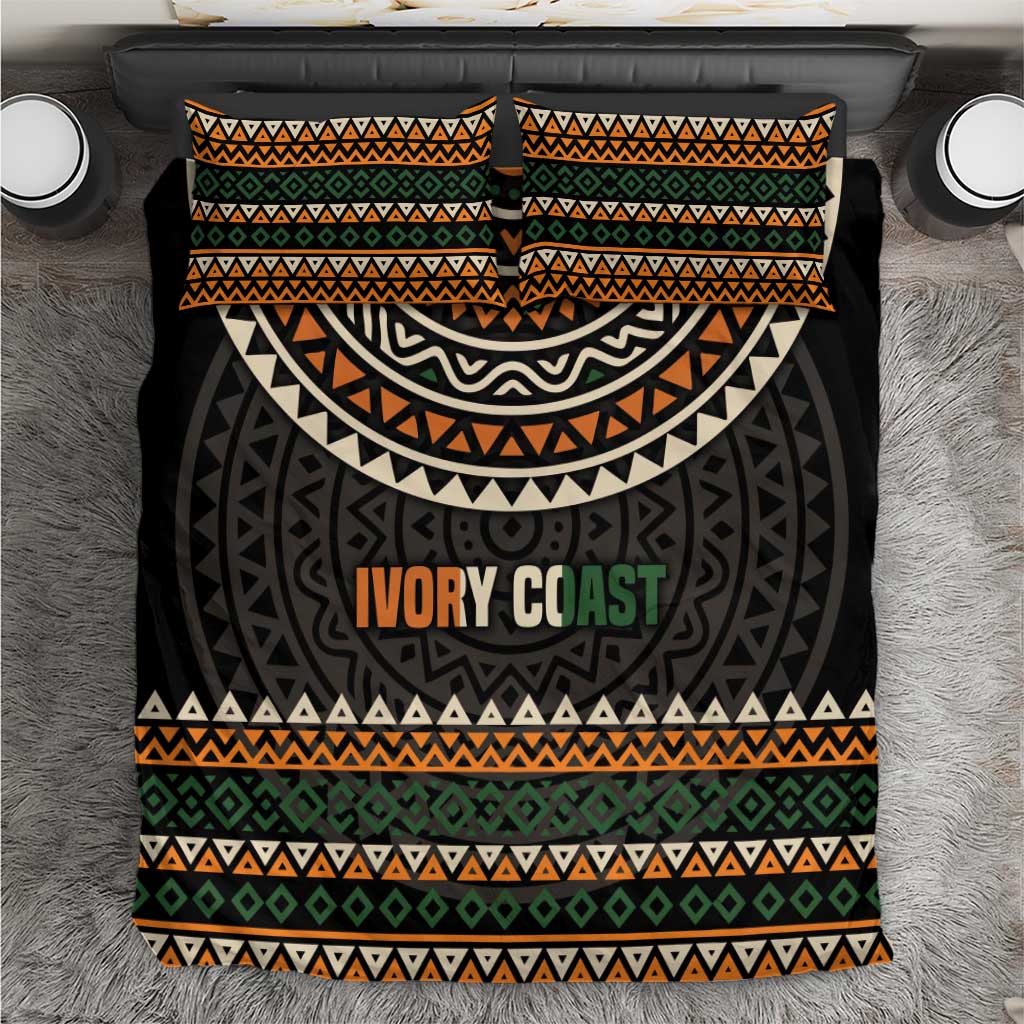Ivory Coast African Pattern Bedding Set Ethnic Geometric and National Motto TS04