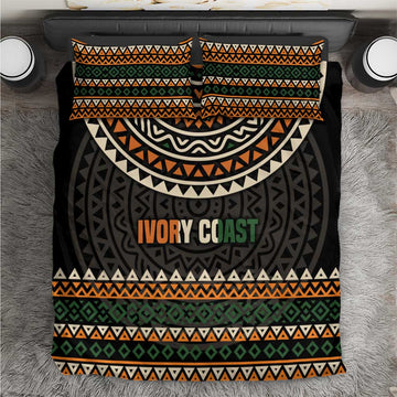 Ivory Coast African Pattern Bedding Set Ethnic Geometric and National Motto TS04