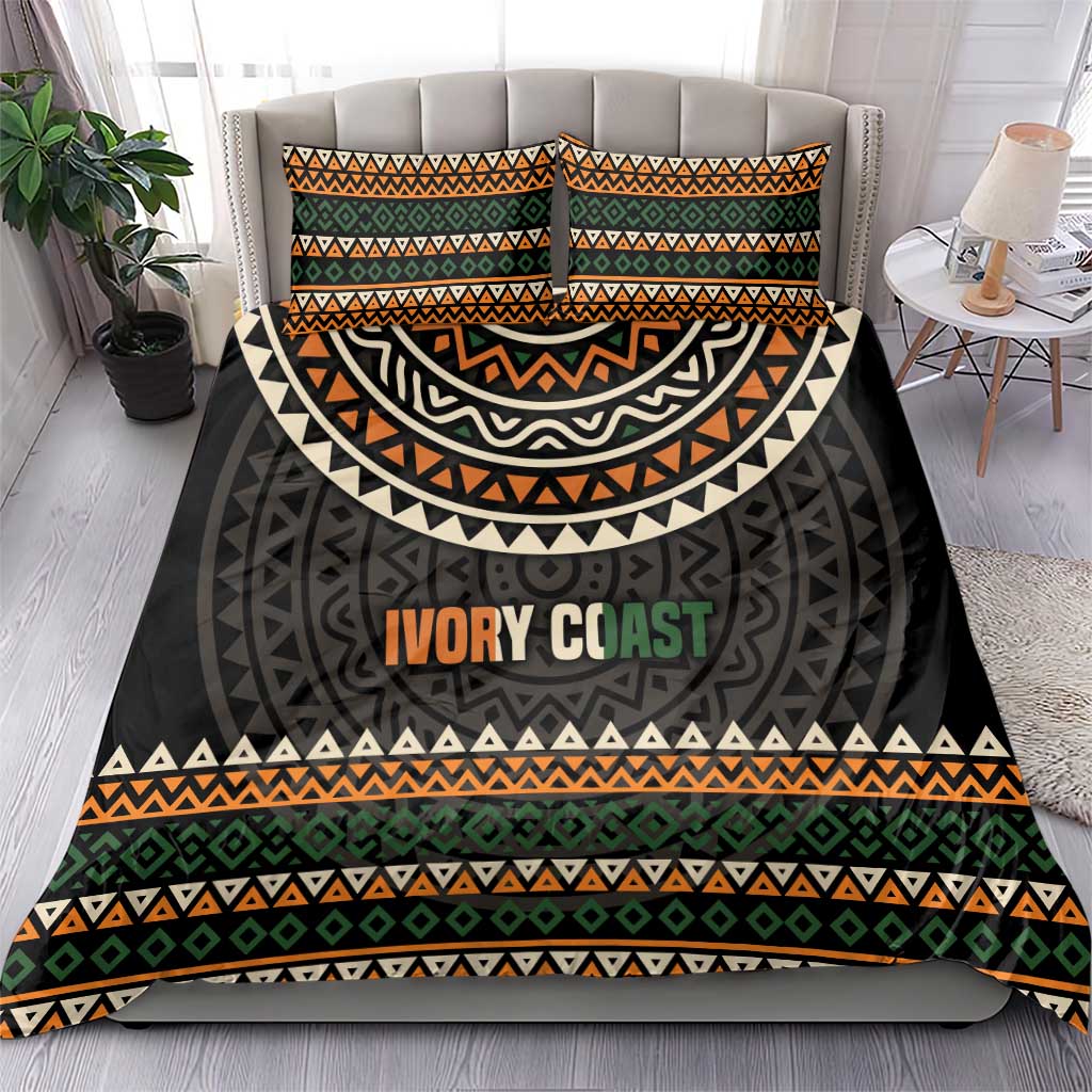 Ivory Coast African Pattern Bedding Set Ethnic Geometric and National Motto TS04