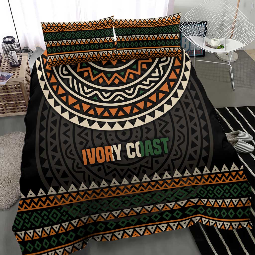 Ivory Coast African Pattern Bedding Set Ethnic Geometric and National Motto TS04