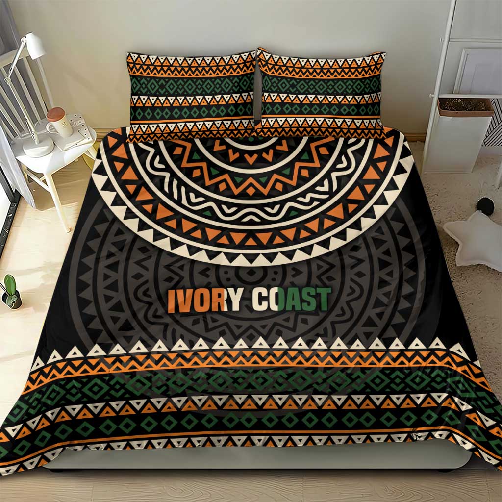 Ivory Coast African Pattern Bedding Set Ethnic Geometric and National Motto TS04
