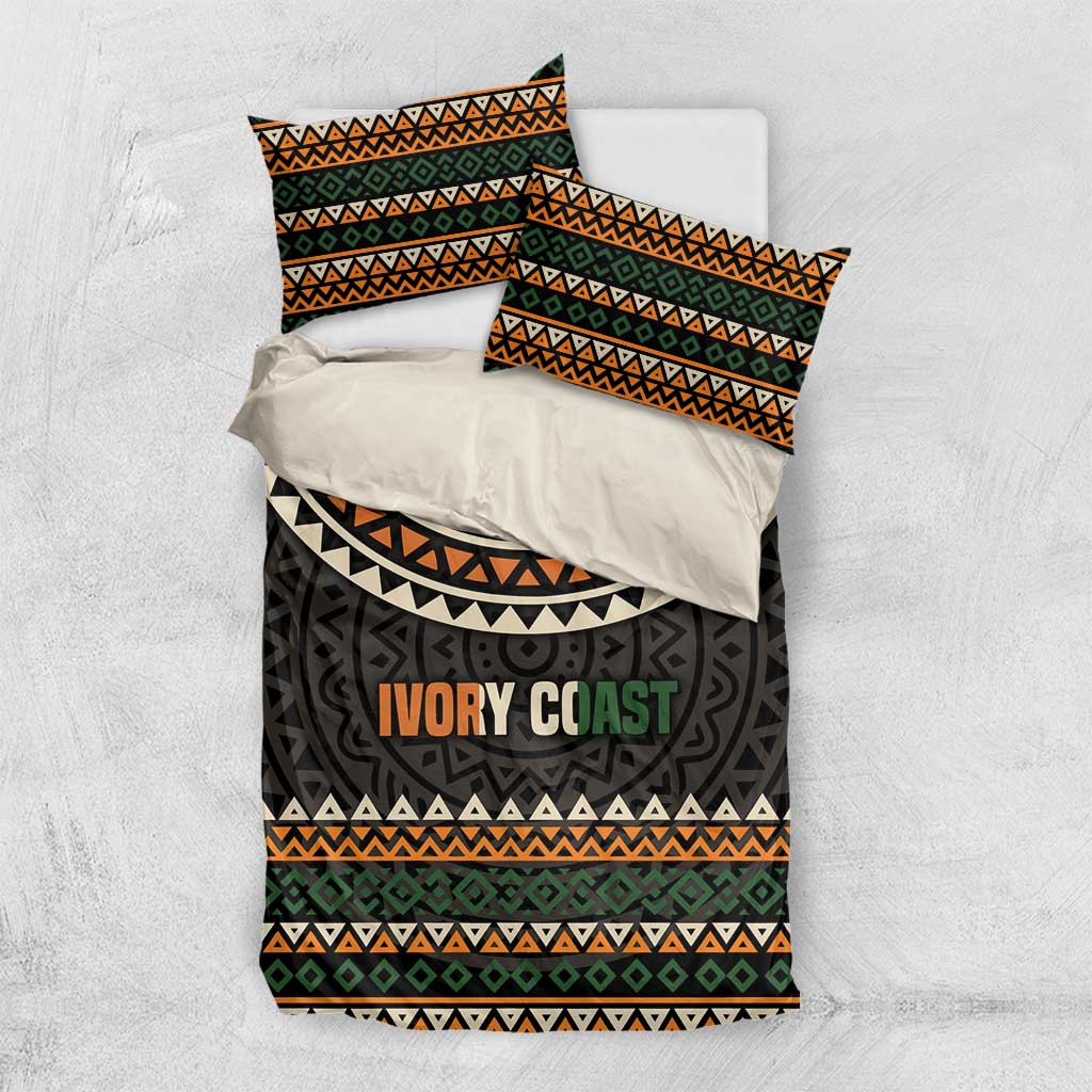 Ivory Coast African Pattern Bedding Set Ethnic Geometric and National Motto TS04
