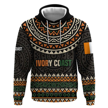 Ivory Coast Hoodie with Ethnic Geometric Pattern and National Motto Design TS04