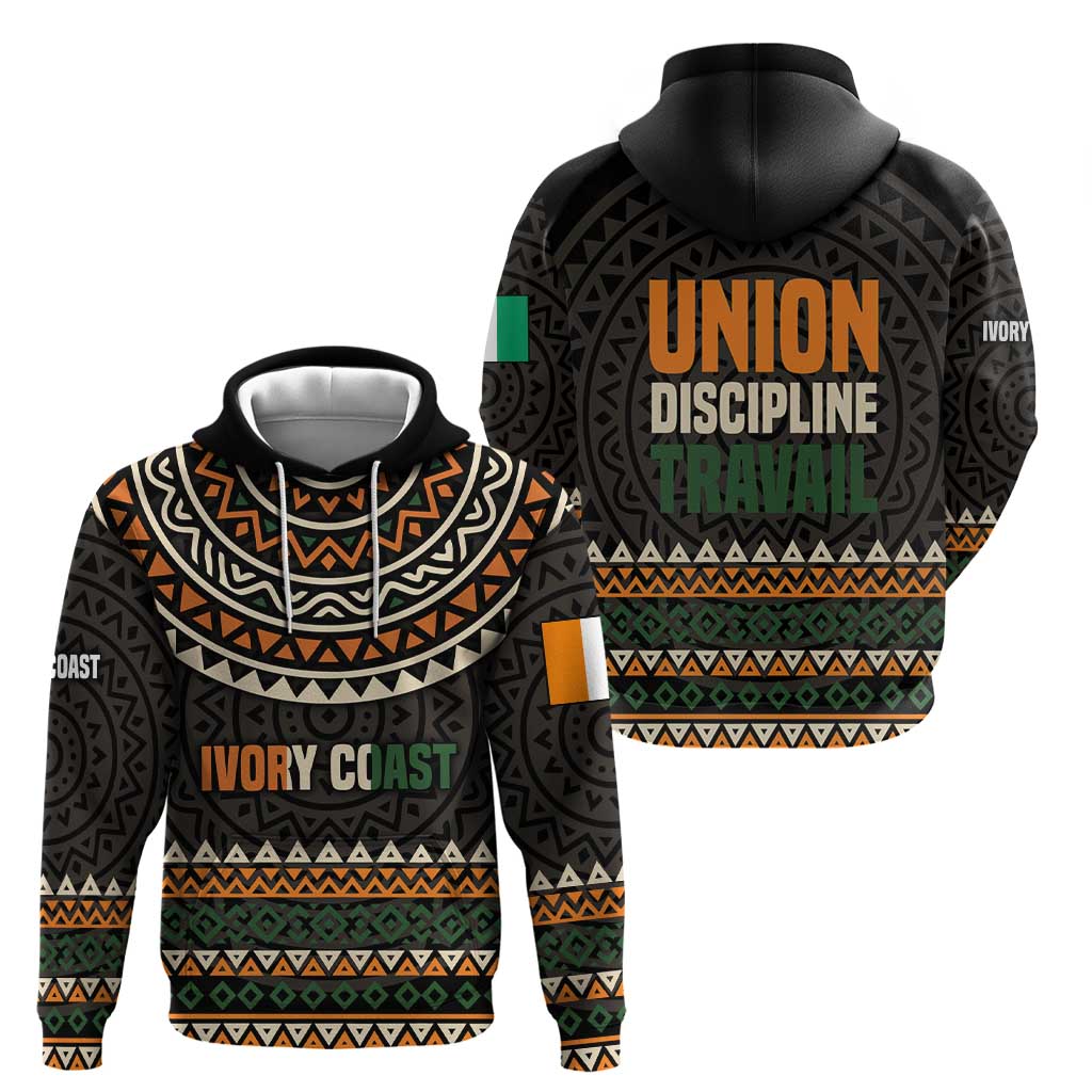 Ivory Coast Hoodie with Ethnic Geometric Pattern and National Motto Design TS04