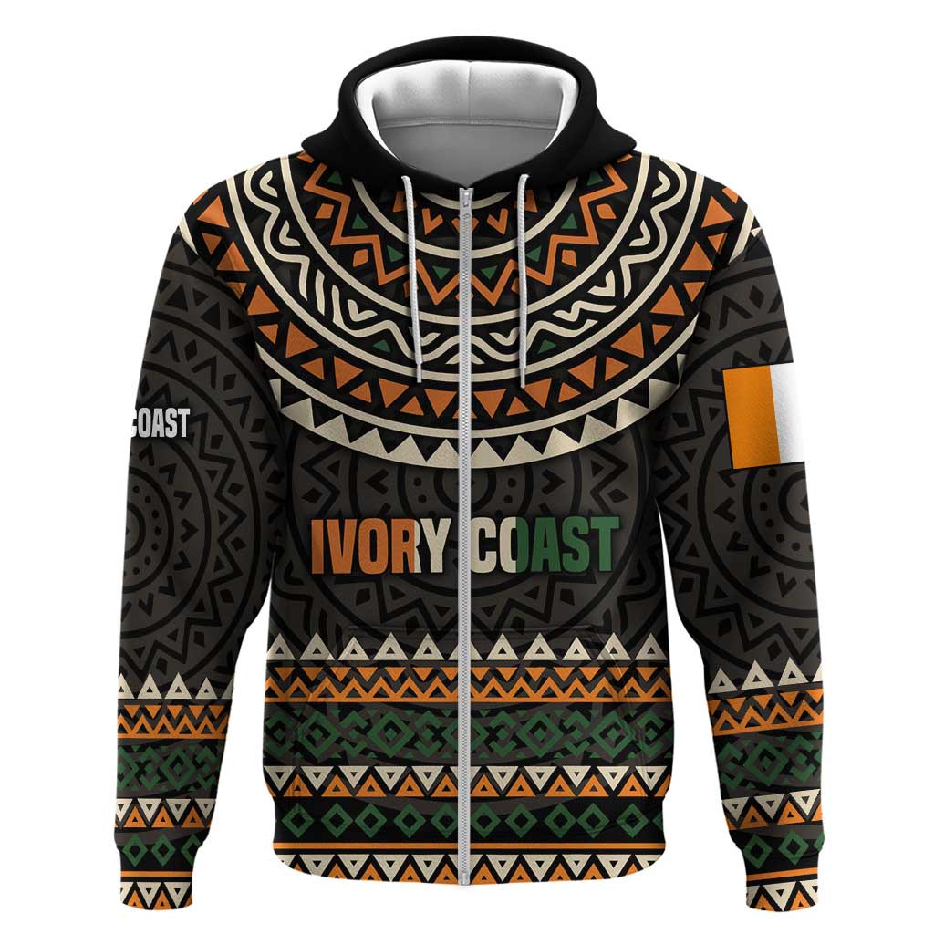Ivory Coast Hoodie with Ethnic Geometric Pattern and National Motto Design TS04