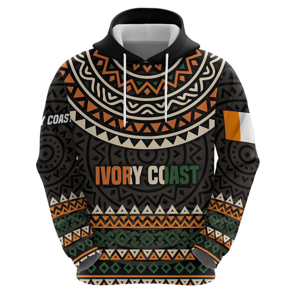 Ivory Coast Hoodie with Ethnic Geometric Pattern and National Motto Design TS04