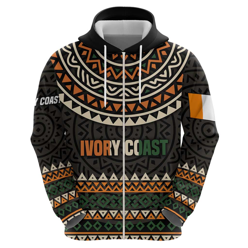 Ivory Coast Hoodie with Ethnic Geometric Pattern and National Motto Design TS04