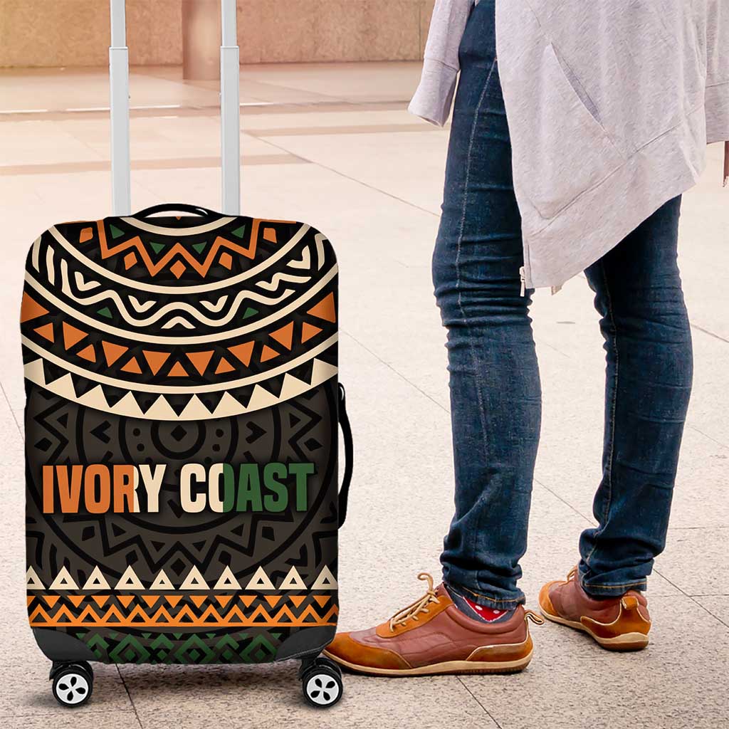 Ivory Coast Luggage Cover with Ethnic Geometric Pattern and National Motto Design TS04