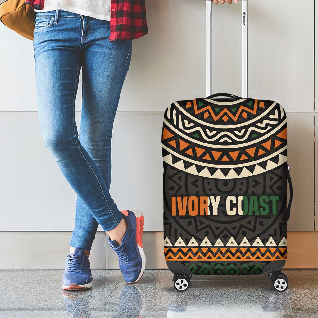 Ivory Coast Luggage Cover with Ethnic Geometric Pattern and National Motto Design TS04