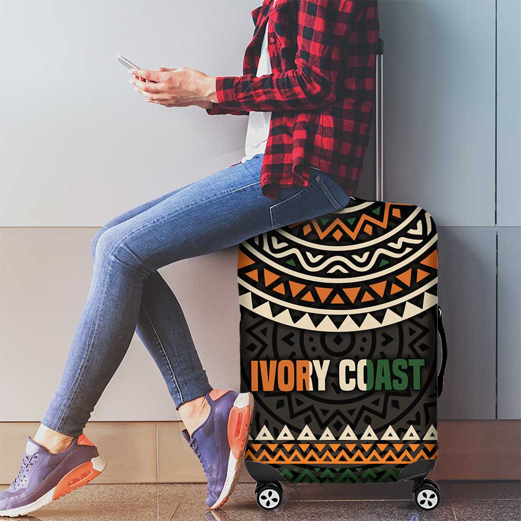 Ivory Coast Luggage Cover with Ethnic Geometric Pattern and National Motto Design TS04
