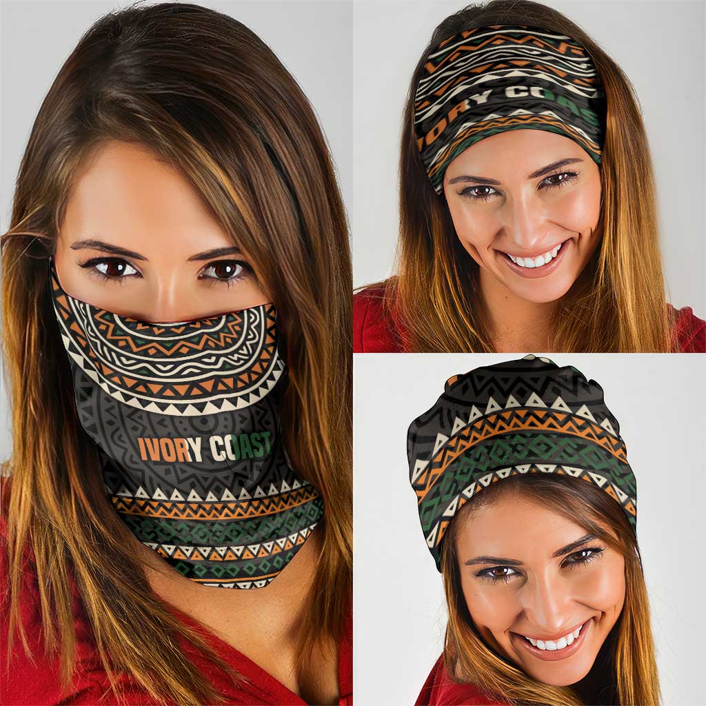 Ivory Coast Neck Gaiter with Ethnic Geometric Pattern and National Motto Design TS04