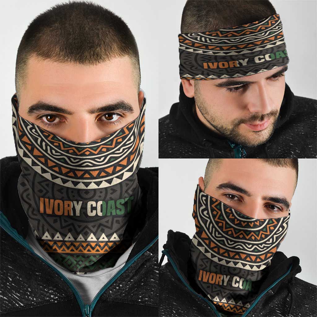 Ivory Coast Neck Gaiter with Ethnic Geometric Pattern and National Motto Design TS04
