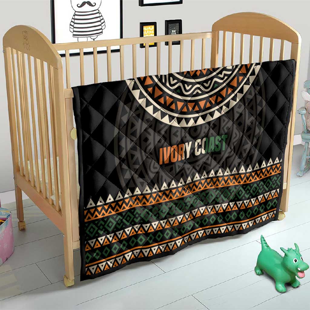 Ivory Coast African Pattern Quilt Ethnic Geometric and National Motto TS04
