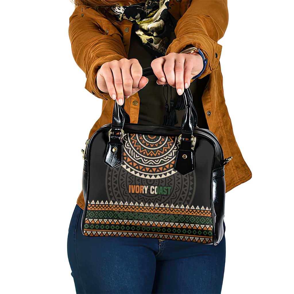 Ivory Coast Shoulder Handbag with Ethnic Geometric Pattern and National Motto Design TS04