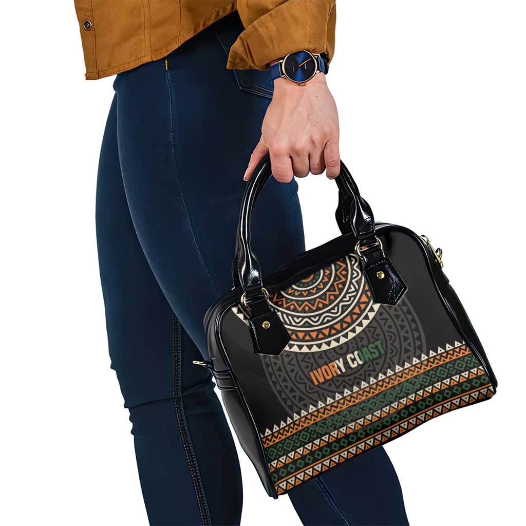 Ivory Coast Shoulder Handbag with Ethnic Geometric Pattern and National Motto Design TS04