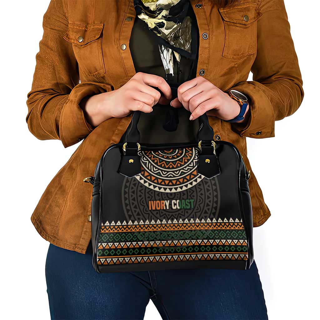 Ivory Coast Shoulder Handbag with Ethnic Geometric Pattern and National Motto Design TS04