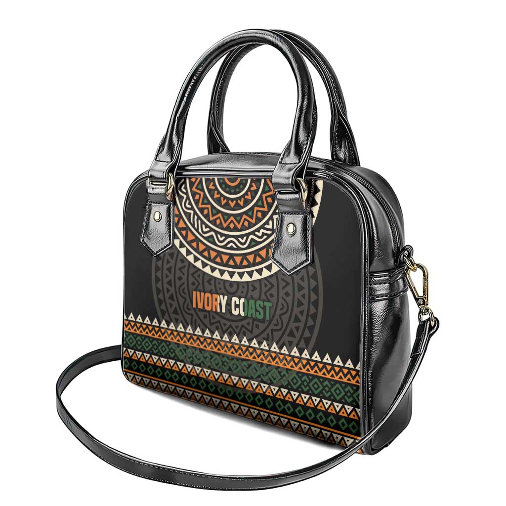 Ivory Coast Shoulder Handbag with Ethnic Geometric Pattern and National Motto Design TS04
