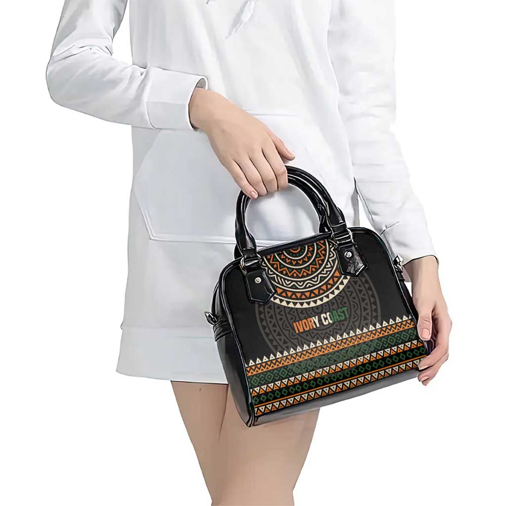Ivory Coast Shoulder Handbag with Ethnic Geometric Pattern and National Motto Design TS04