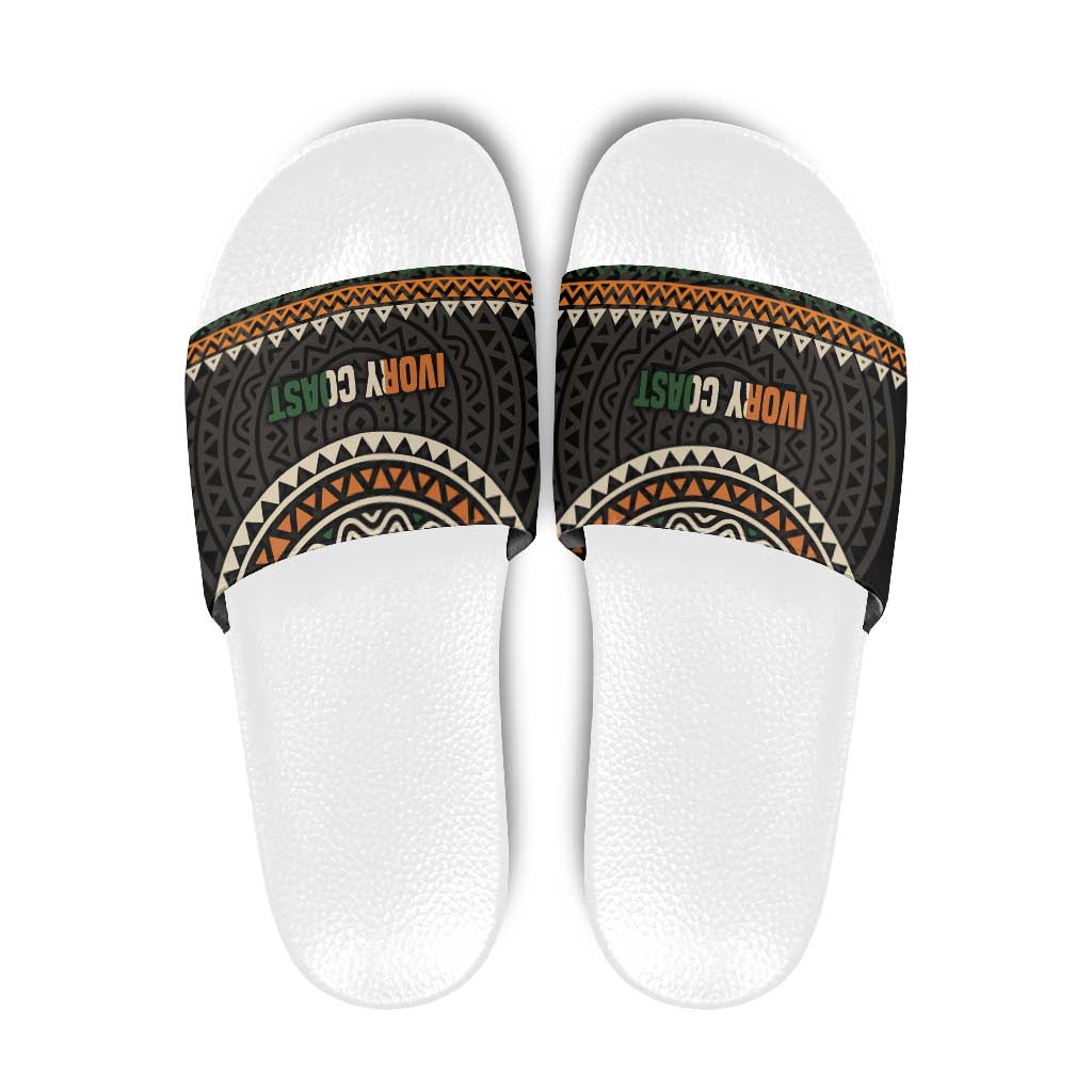 Ivory Coast Slide Sandals with Ethnic Geometric Pattern and National Motto Design TS04