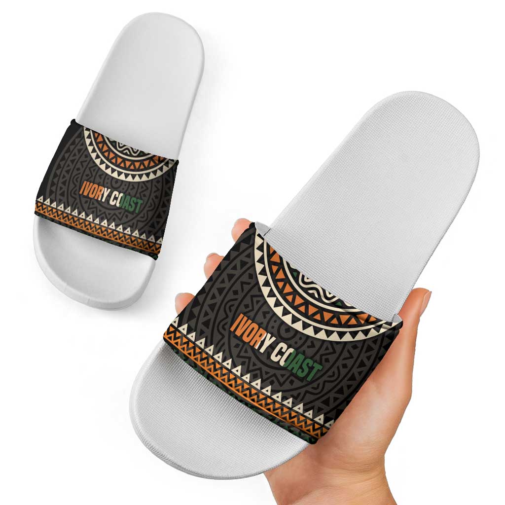 Ivory Coast Slide Sandals with Ethnic Geometric Pattern and National Motto Design TS04