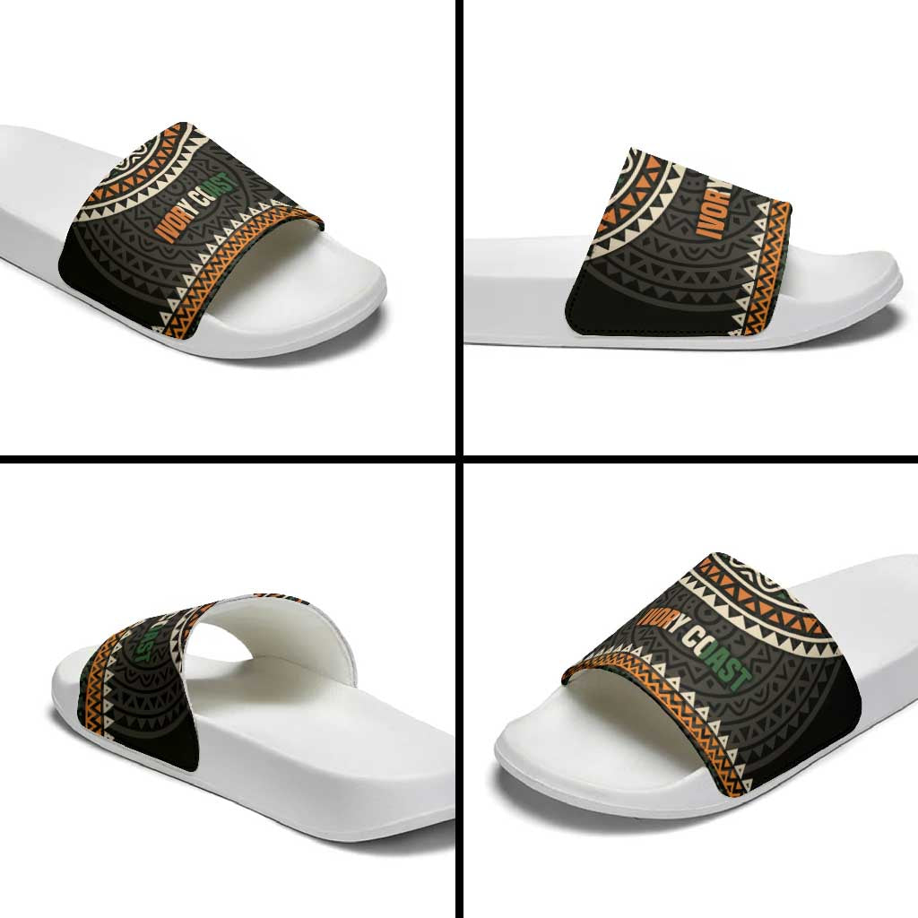 Ivory Coast Slide Sandals with Ethnic Geometric Pattern and National Motto Design TS04