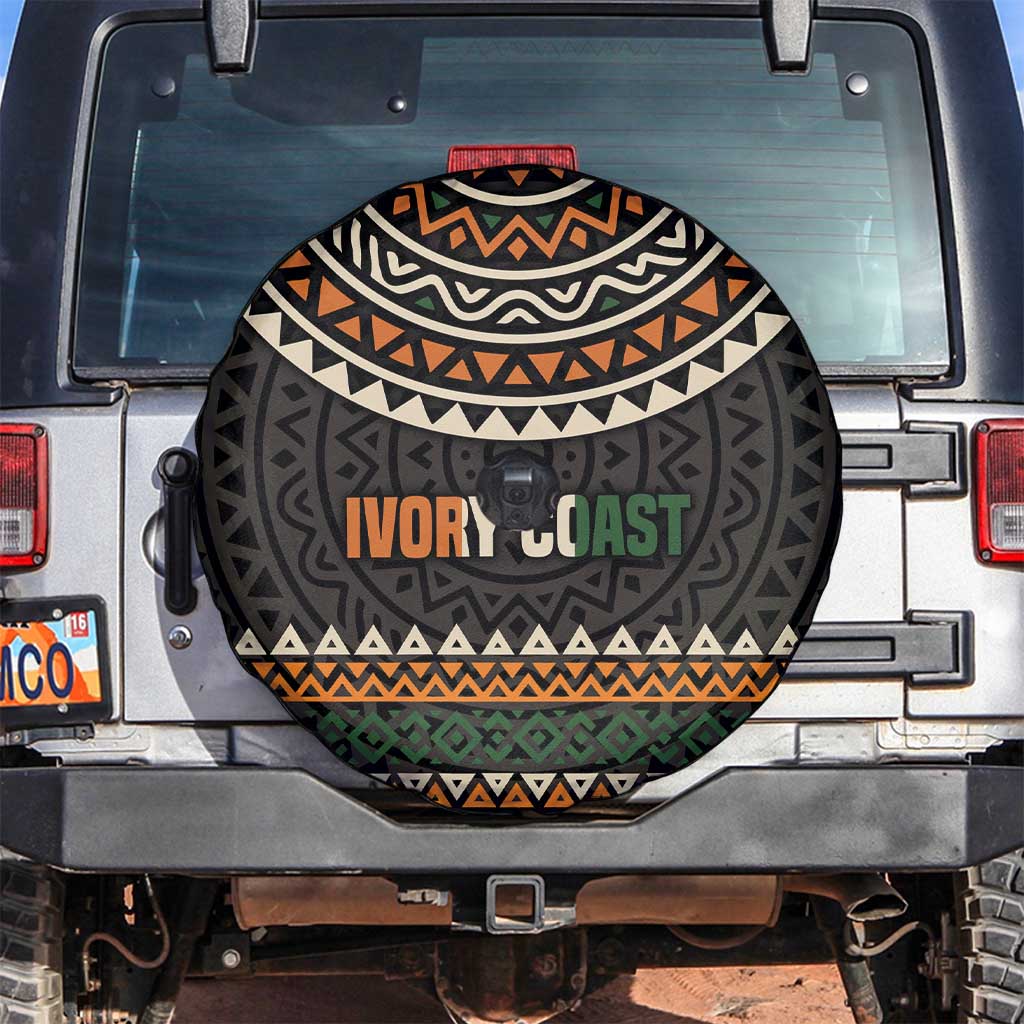 Ivory Coast Spare Tire Cover with Ethnic Geometric Pattern and National Motto Design TS04