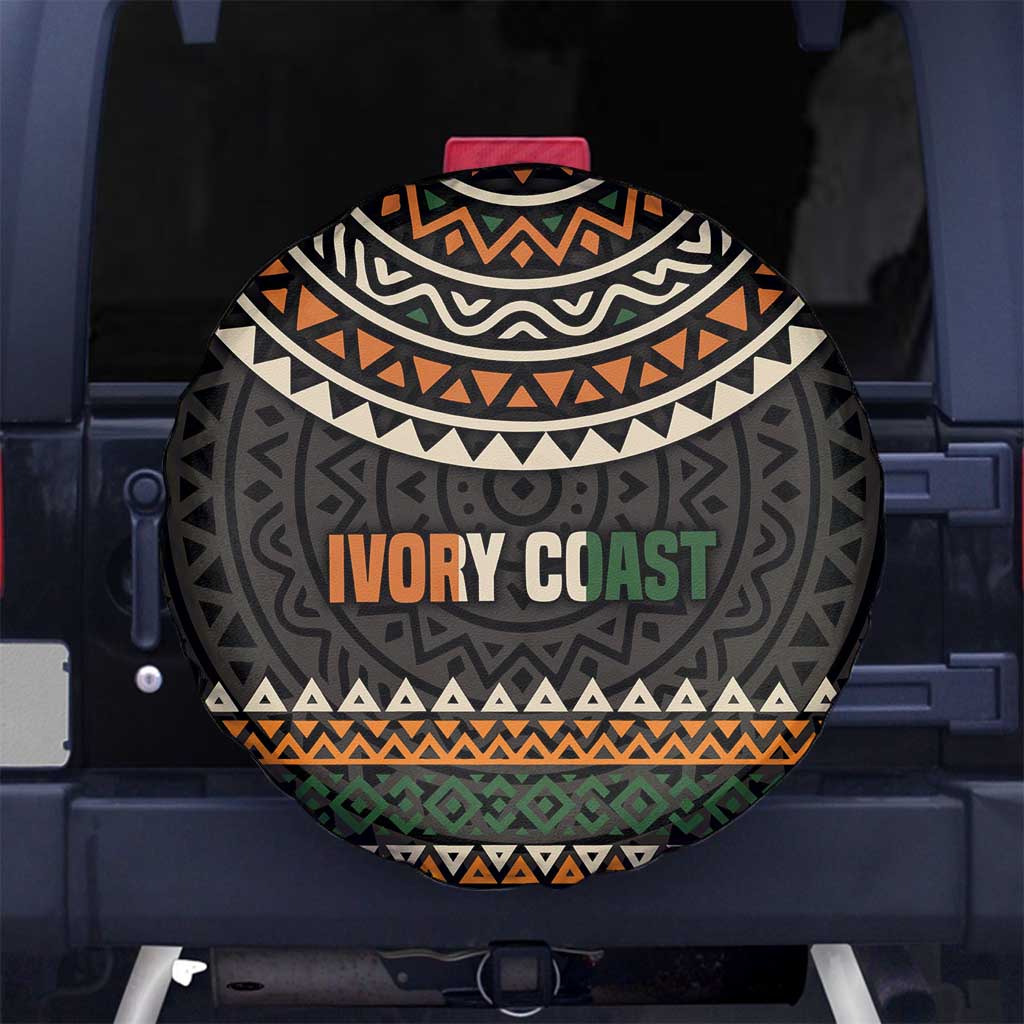 Ivory Coast Spare Tire Cover with Ethnic Geometric Pattern and National Motto Design TS04