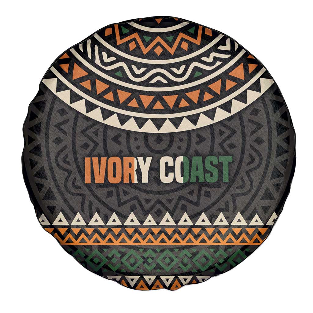 Ivory Coast Spare Tire Cover with Ethnic Geometric Pattern and National Motto Design TS04