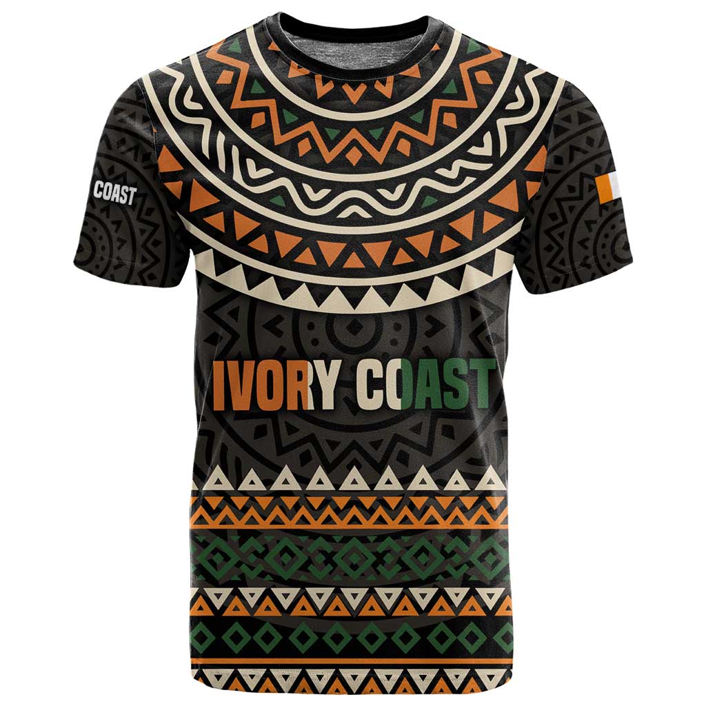 Ivory Coast African Pattern T shirt Ethnic Geometric and National Motto TS04